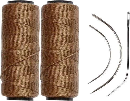 Thef weave set met C-naalden, J-naald en weave draad - Bruin