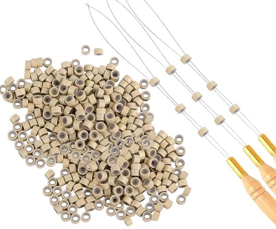 Thef microringen 1000 stuks met 3 loopnaalden - 1000 + 3 loopnaalden / Blond