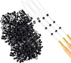 Thef microringen 1000 stuks met 3 loopnaalden - 1000 + 3 loopnaalden / Zwart
