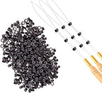 Thef microringen 1000 stuks met 3 loopnaalden - 1000 + 3 loopnaalden / Donkerbruin