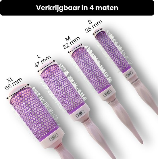 Thef keramische föhnborstel in 4 maten: XL, L, M en S