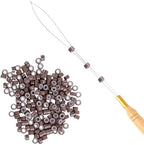 Thef microringen 200 stuks met loopnaald - 200 + 1 loopnaald / Bruin