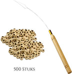 Thef nanoringen met siliconen en loopnaald - 500 + 1 loopnaald / Blond