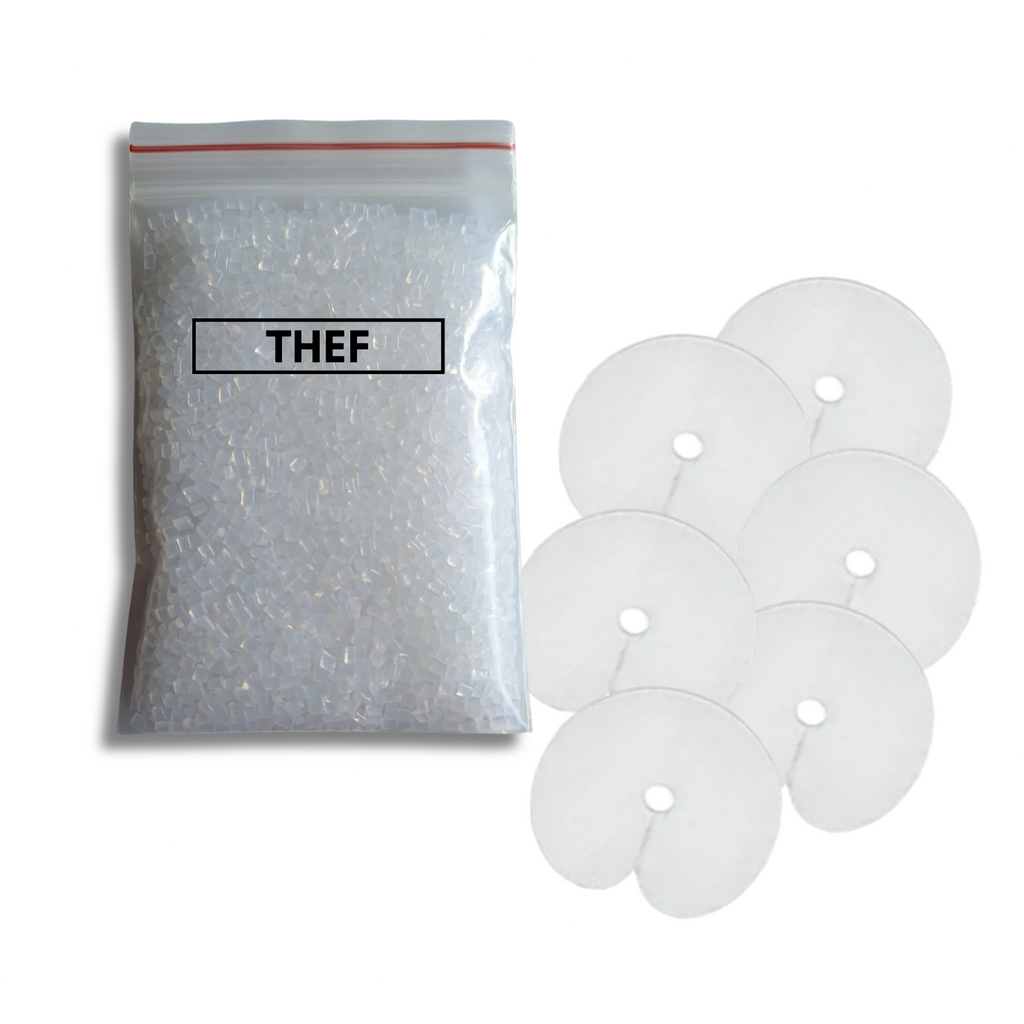 Thef keratine navulset 50 gram lijmkorrels met 6 beschermplaatjes