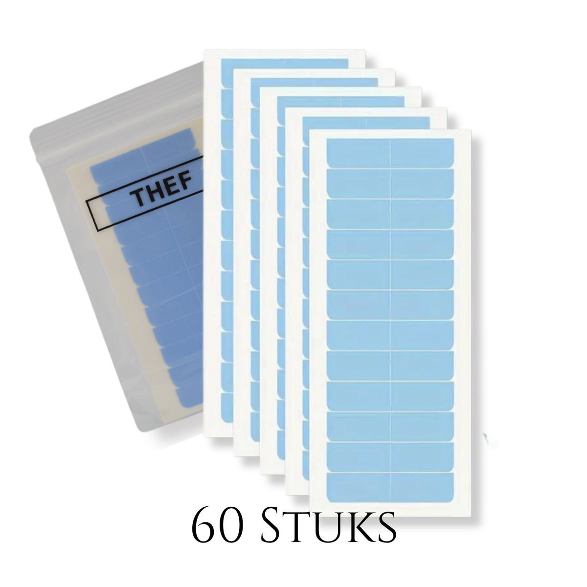 Thef tape voor tape extensions, blauw, 60 strips met Thef-zakje