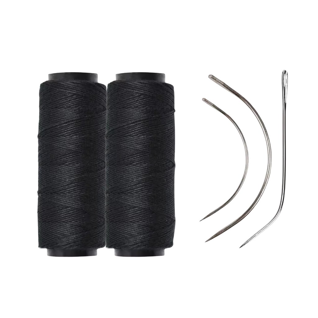 Thef weave set met 2 klosjes zwart draad en naalden