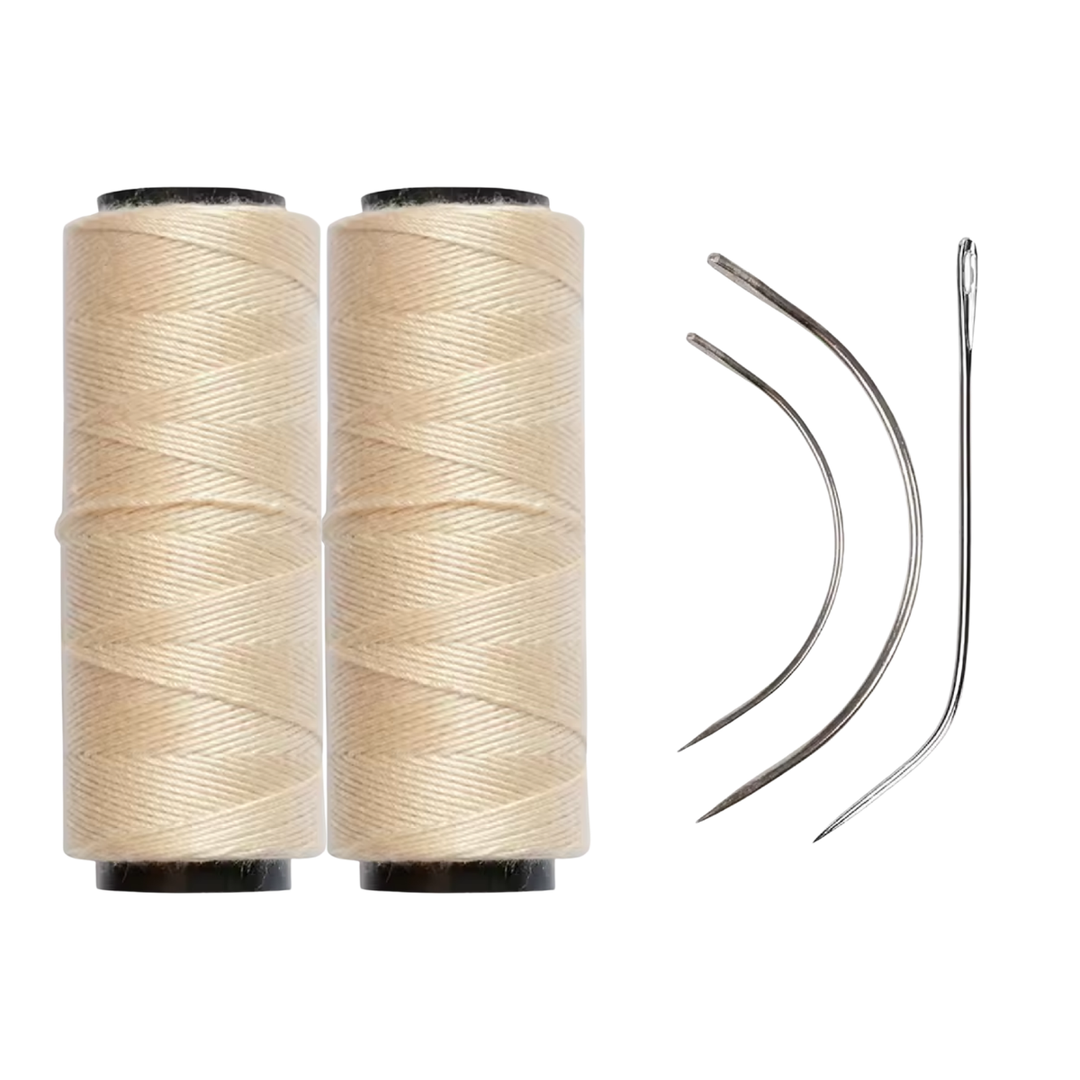 Thef weave set with 2 spools of blonde thread and needles